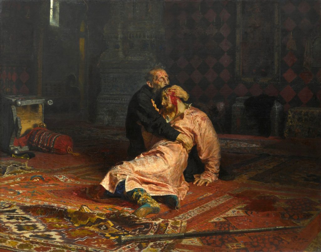 Илья Репин «Иван Грозный и сын его Иван 16 ноября 1581 года». 1883—1885 г