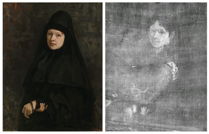 И.Е. Репин. Картина «Монахиня» 1878 года и её рентгенограмма