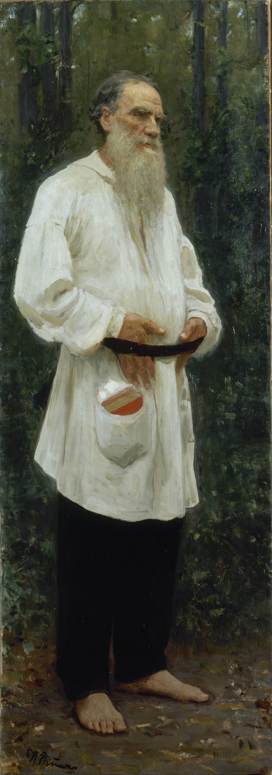 Илья Репин «Лев Николаевич Толстой босой», 1901 год
