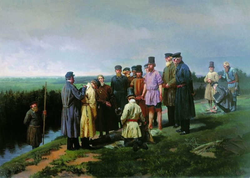 Николай Дмитриев-Оренбургский «Утопленник в деревне», 1867 год