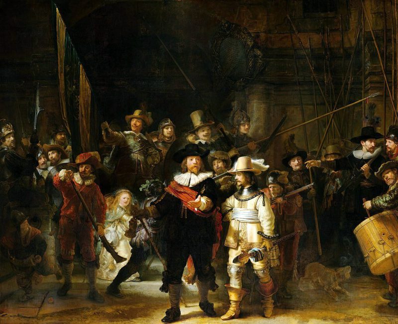 Рембрандт «Ночной дозор» или «Выступление стрелковой роты капитана Франса Баннинга Кока и лейтенанта Виллема ван Рёйтенбюрга», 1642 год