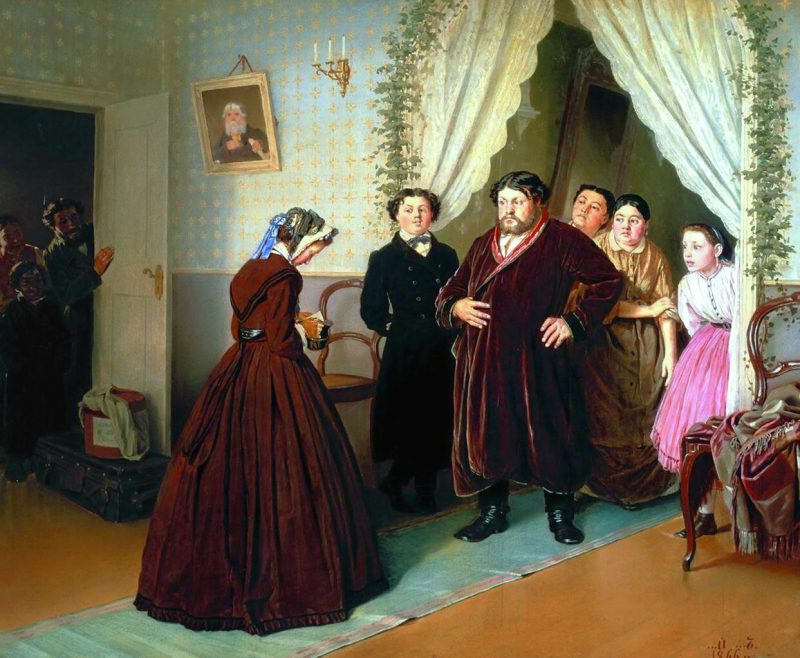 Василий Перов «Приезд гувернантки в купеческий дом», 1866 год