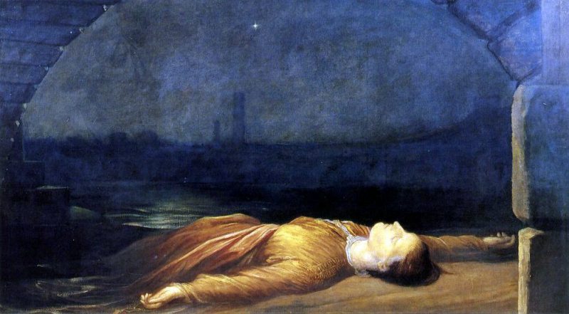 Джордж Фредерик Уоттс «Найдена утонувшей», 1850 год
