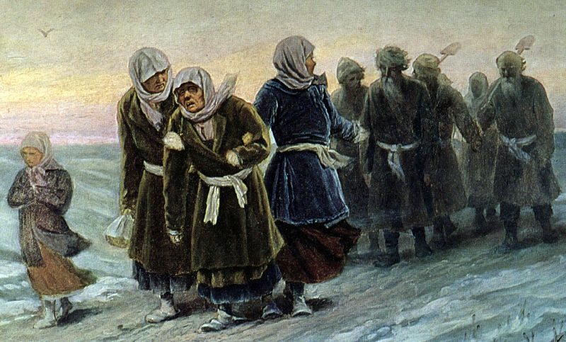 Василий Перов «Возвращение крестьян с похорон зимою», фрагмент