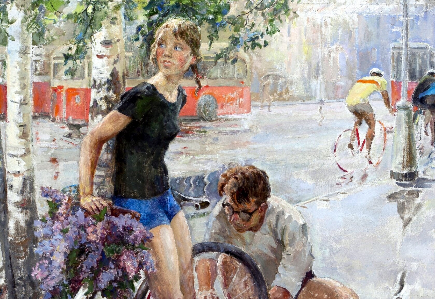 Цветков Виктор Александрович «велосипедная прогулка» 1965