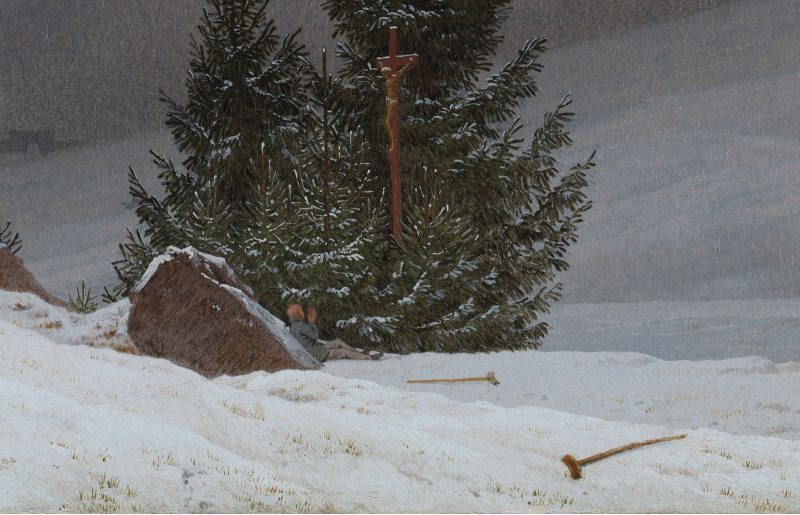 Каспар Давид Фридрих «Зимний пейзаж с церковью», фрагмент