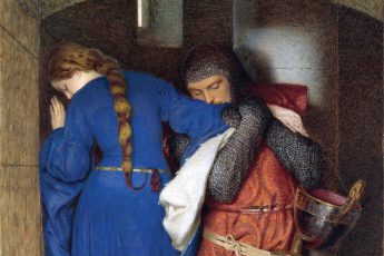 Фредерик Бёртон «Хеллелила и Хильдебранд: встреча на лестнице башни», фрагмент