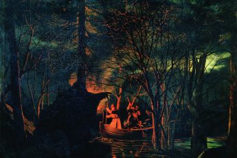 Леонид Соломаткин «Рыбная ловля острогой ночью», 1867 год