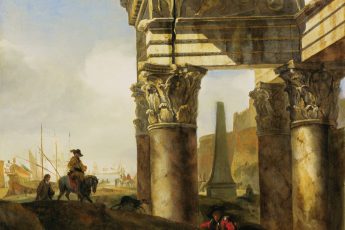Ян Баптист Веникс «Римский пейзаж с руинами и гаванью», 17 век