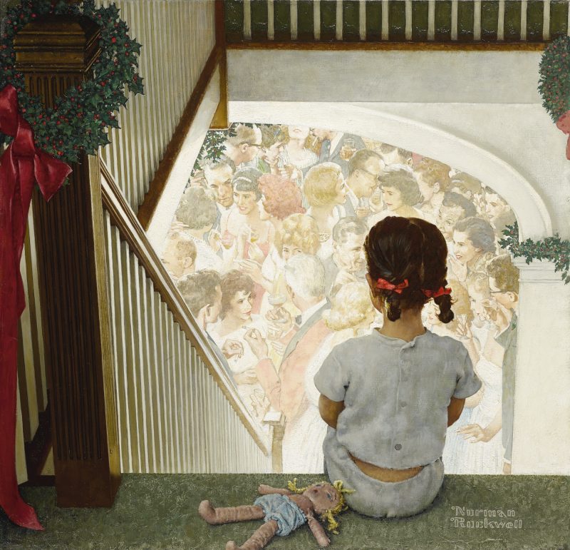 Норман Роквелл «Маленькая девочка наблюдает за рождественской вечеринкой», 1964 г