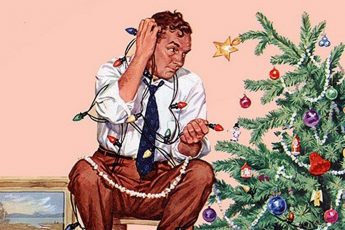 Аль Брюле «Мужчина, запутавшийся в рождественских украшениях», фрагмент