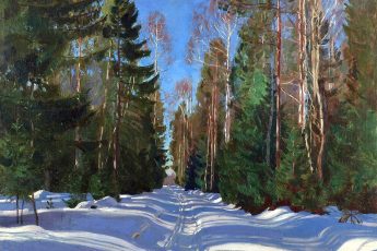 Станислав Жуковский «Зимняя дорога в лесу», 1928 год