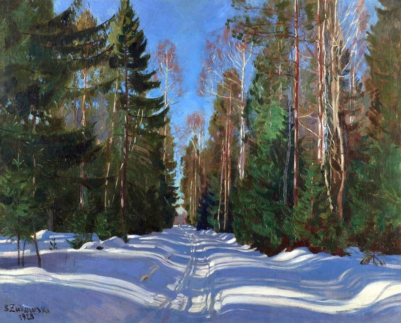 Станислав Жуковский «Зимняя дорога в лесу», 1928 год