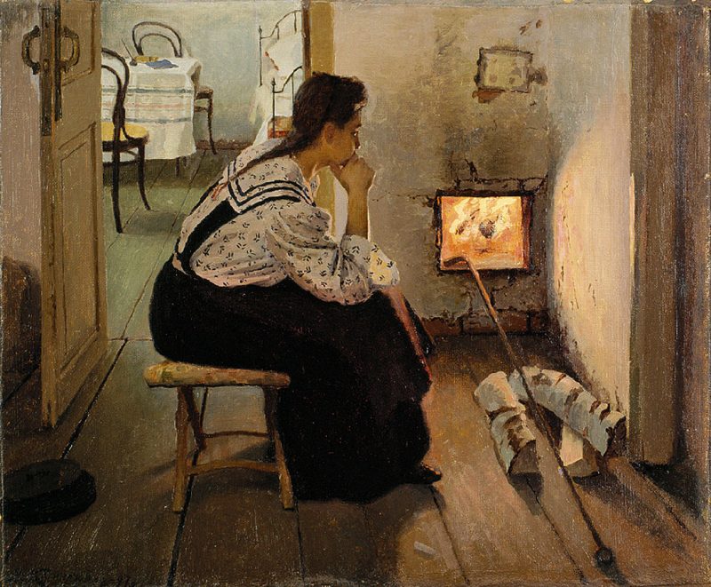 Яков Калиниченко «Думы у печки», 1897 год