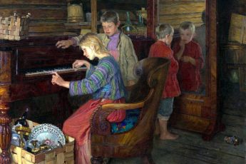 Николай Богданов-Бельский «Дети за пианино», 1918 год