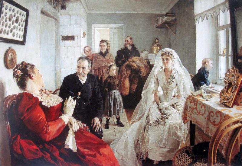 Илларион Прянишников «В ожидании шафера», 1891 год